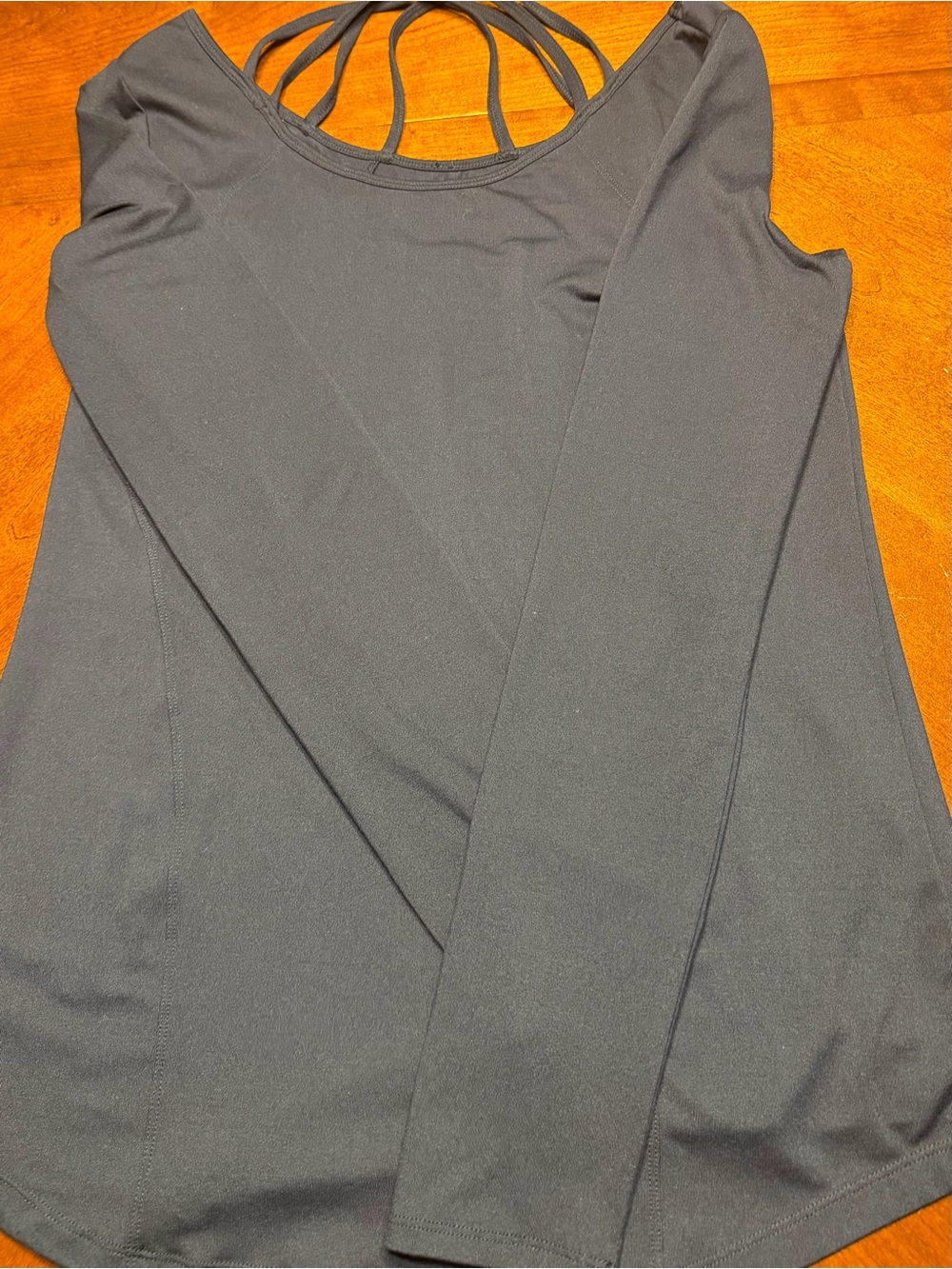 Strappy Back Long-Sleeve Top in Black